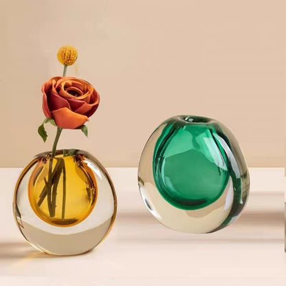 Handgefertigte solide Glas-Bud-Vase mit skulpturalem Hohlkern Brehn