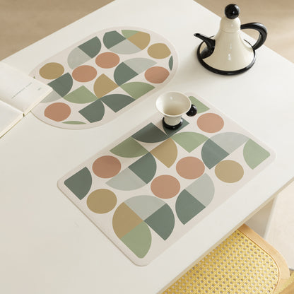 Abwischbare Retro-Tischsets aus Kunstleder mit geometrischem Muster Brehn