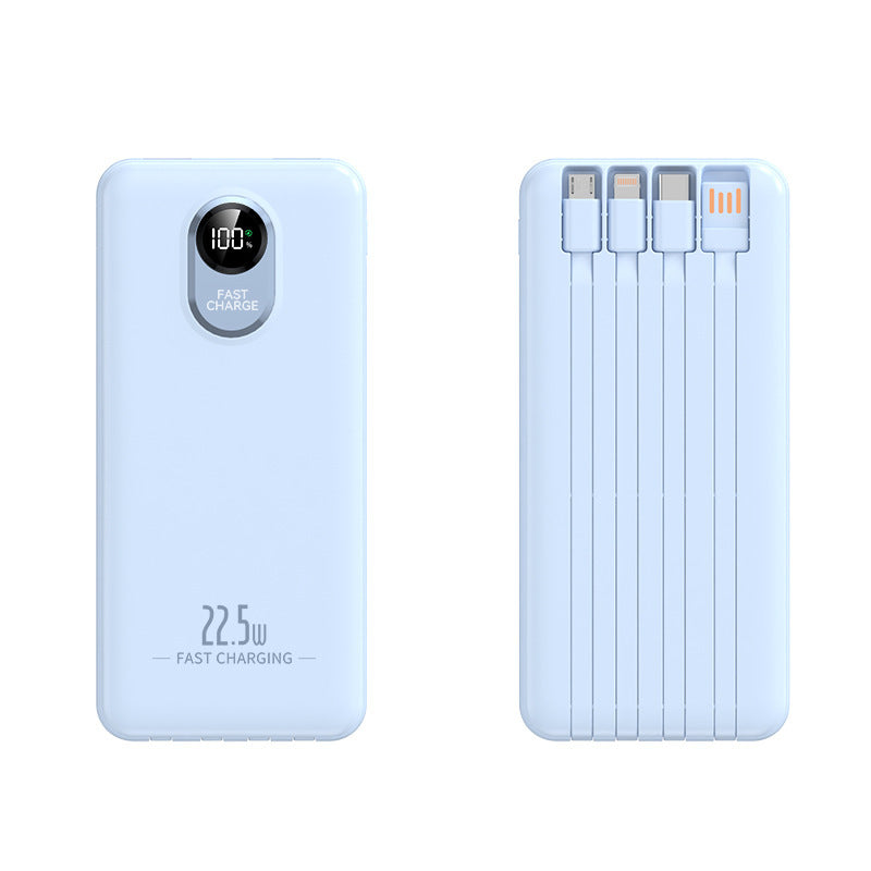 Tragbare Powerbank mit 22,5 W Schnellladefunktion und integrierten Kabeln Brehn