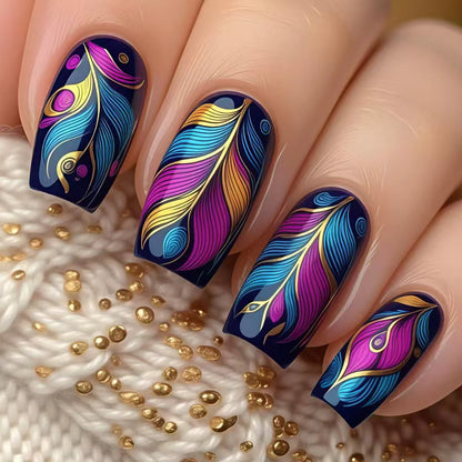 Feder-inspiriertes Kunstnagel-Wraps Brehn