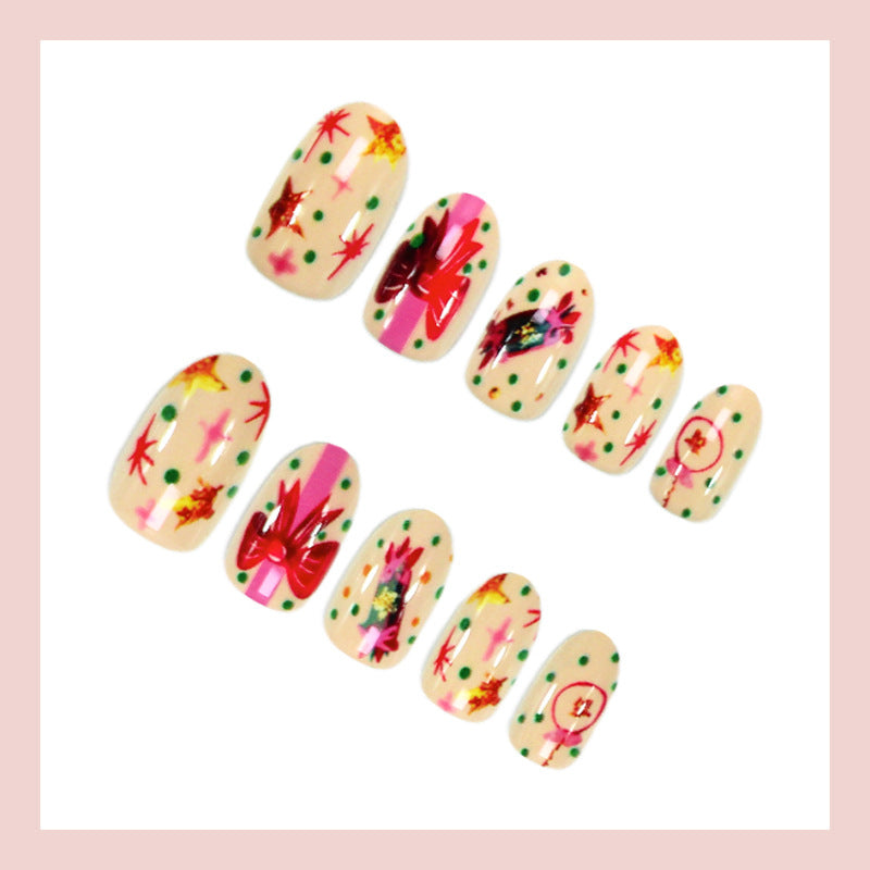 Kunstnagelset mit kreativen Blumen- und Punkte-Designs Brehn