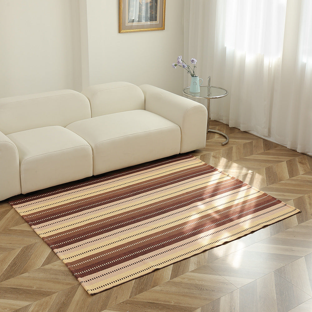 Gestreifter Flachgewebe-Teppich für Wohnzimmer mit niedrigem Flor und modernem Streifenmuster Brehn