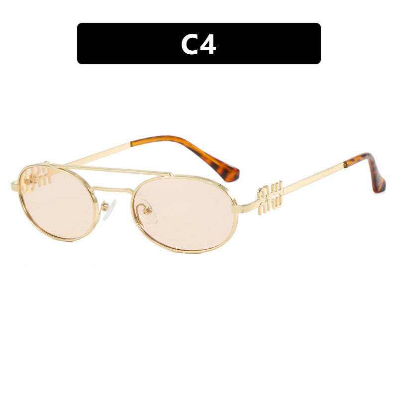 Damen elegante ovale Sonnenbrille mit luxuriösem Metallrahmen Brehn