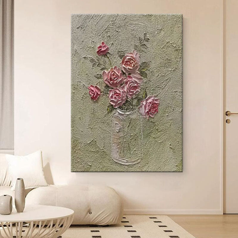 Texturierte florale Wandkunst Leinwand