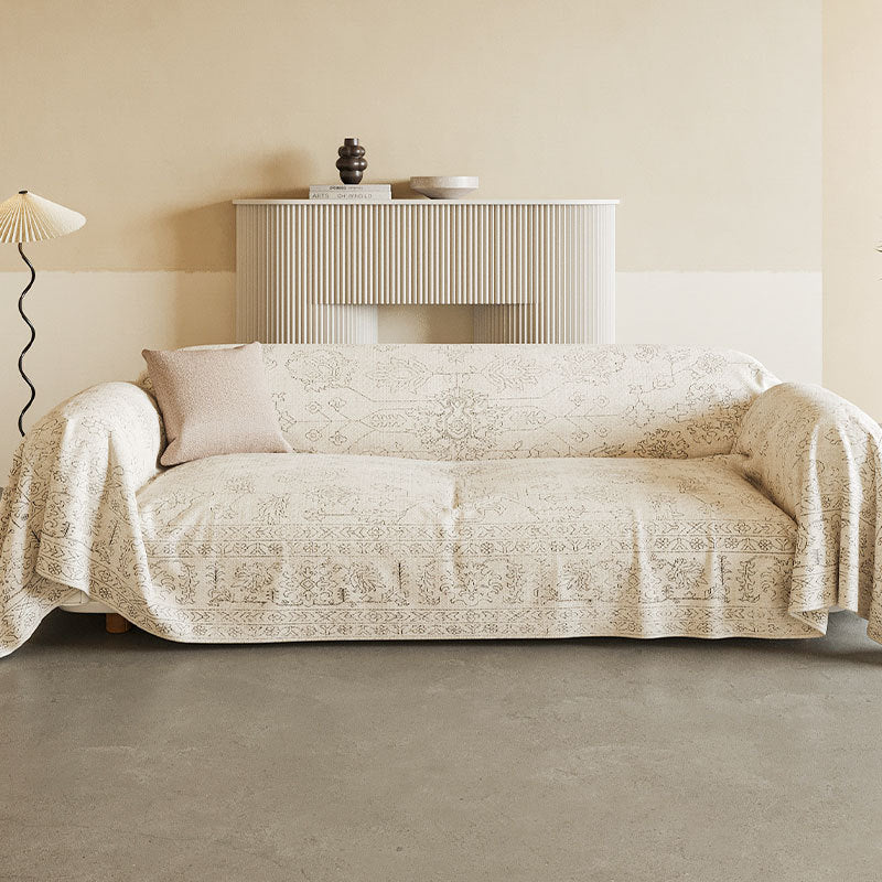 Vintage-Inspired Linen-Blend Reversible Sofa Throw Slipcover
