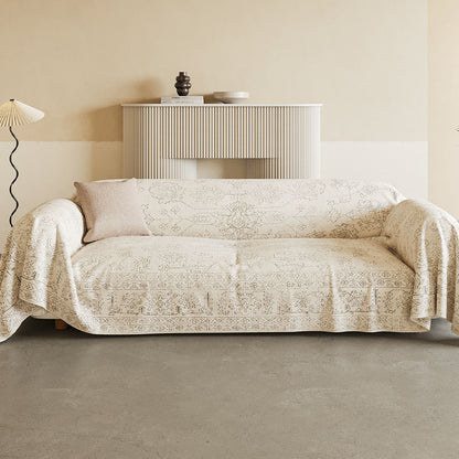 Vintage-Inspired Linen-Blend Reversible Sofa Throw Slipcover