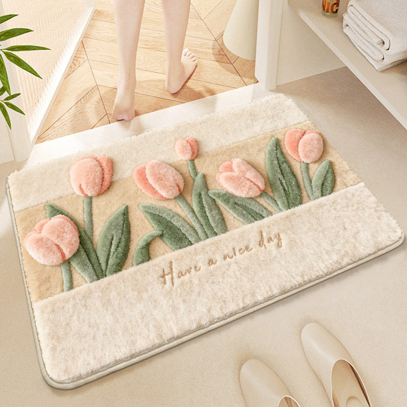 Florale gestickte Badmatte