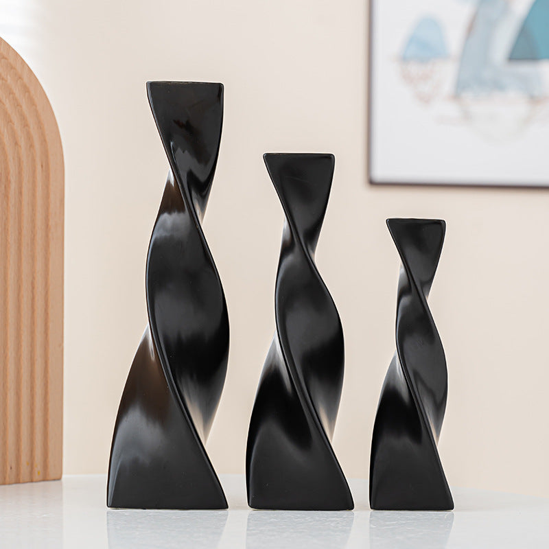 Verdrehtes zeitgenössisches Keramikvase-Set