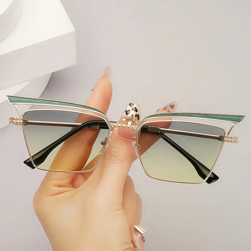 Damen quadratische Designer-Brille mit filigranem Metallrahmen Brehn