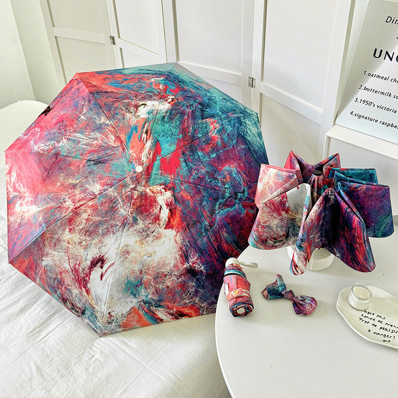Damen Faltbarer Regenschirm mit kreativem Kunstdesign Brehn
