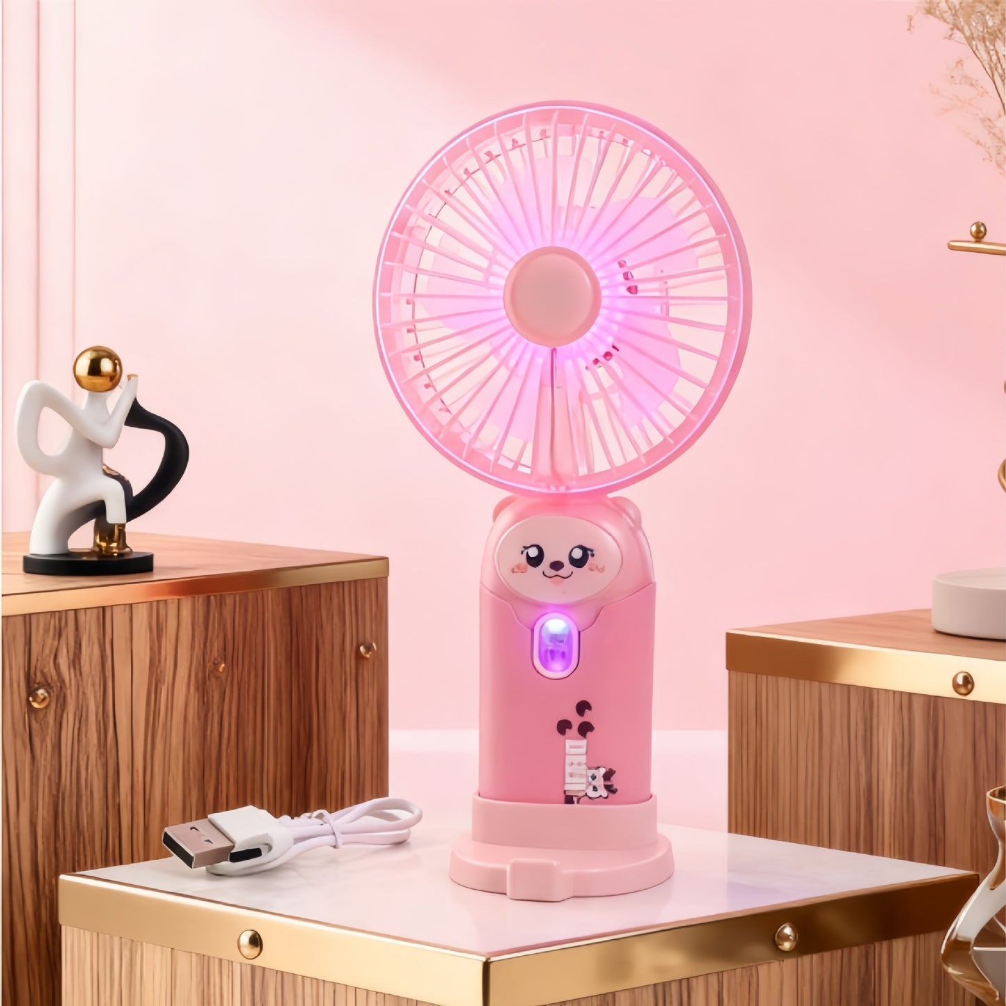 Damen Tragbarer Mini-Ventilator mit USB-Ladefunktion und flexibler Neigung Brehn