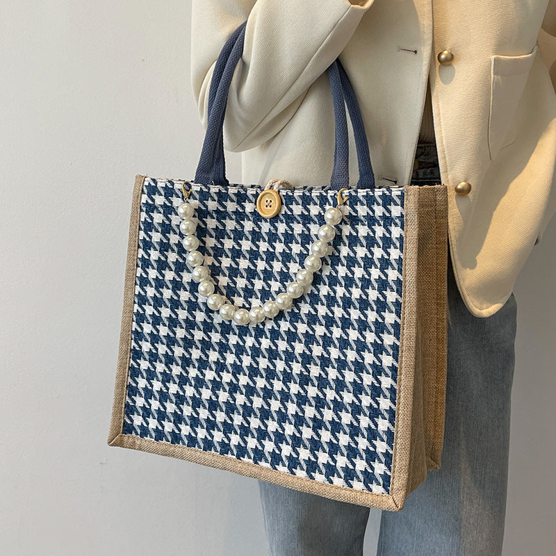 Hahnentritt-Muster Tote-Bag