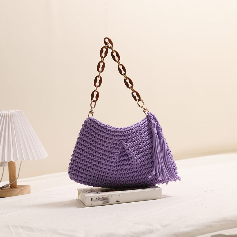 Damen Handgefertigte Schultertasche mit Kettenakzenten Brehn