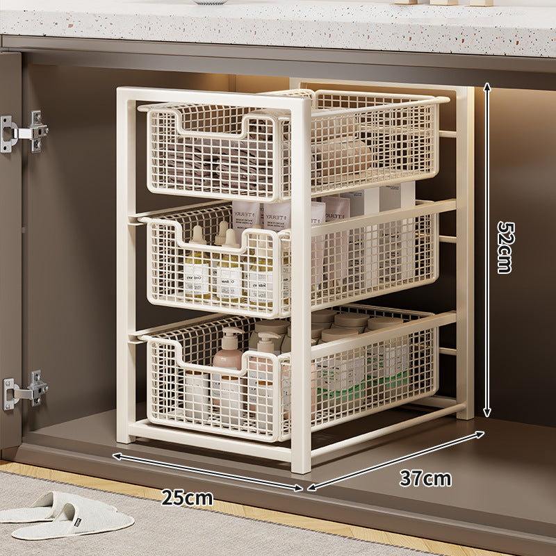 Unter-Schrank Gleitender Drei-Ebenen Mesh Korb Organizer mit Abnehmbaren Behältern