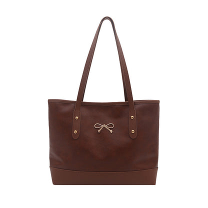 Elegante Faux-Leder-Tote-Tasche mit Akzent-Schleife