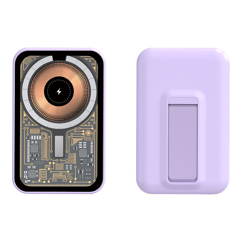 Tragbare Powerbank mit innovativer kabelloser Ladefunktion und integriertem Standfuß Brehn
