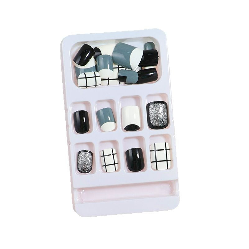 Künstlerisches Press-On-Nagelset mit modernen geometrischen Designs Brehn