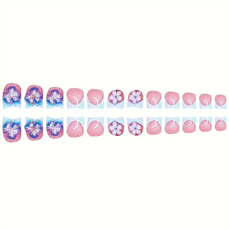 Blumeninspiriertes Press-On Nageldesign Brehn