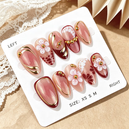 Künstlerisches Blumendesign Press-On Nagelset