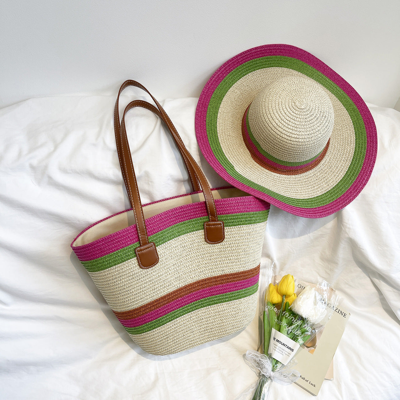 Bunte Strohtasche Strandtasche Brehn