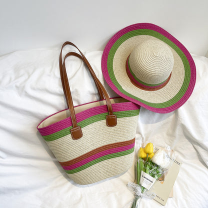 Bunte Strohtasche Strandtasche Brehn
