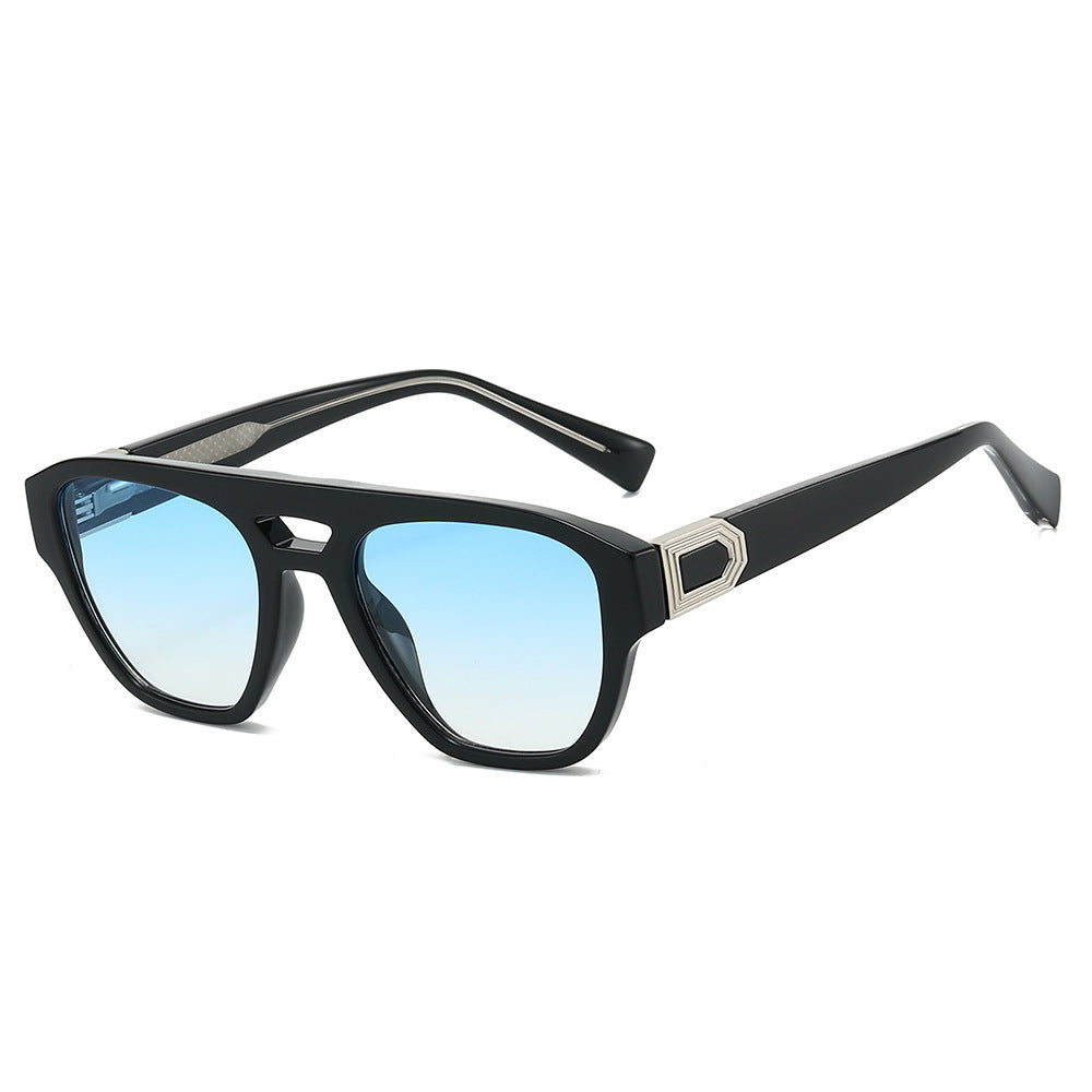 Damen Designer-Sonnenbrille mit modernem, kantigem Rahmen und Farbverlauf Brehn