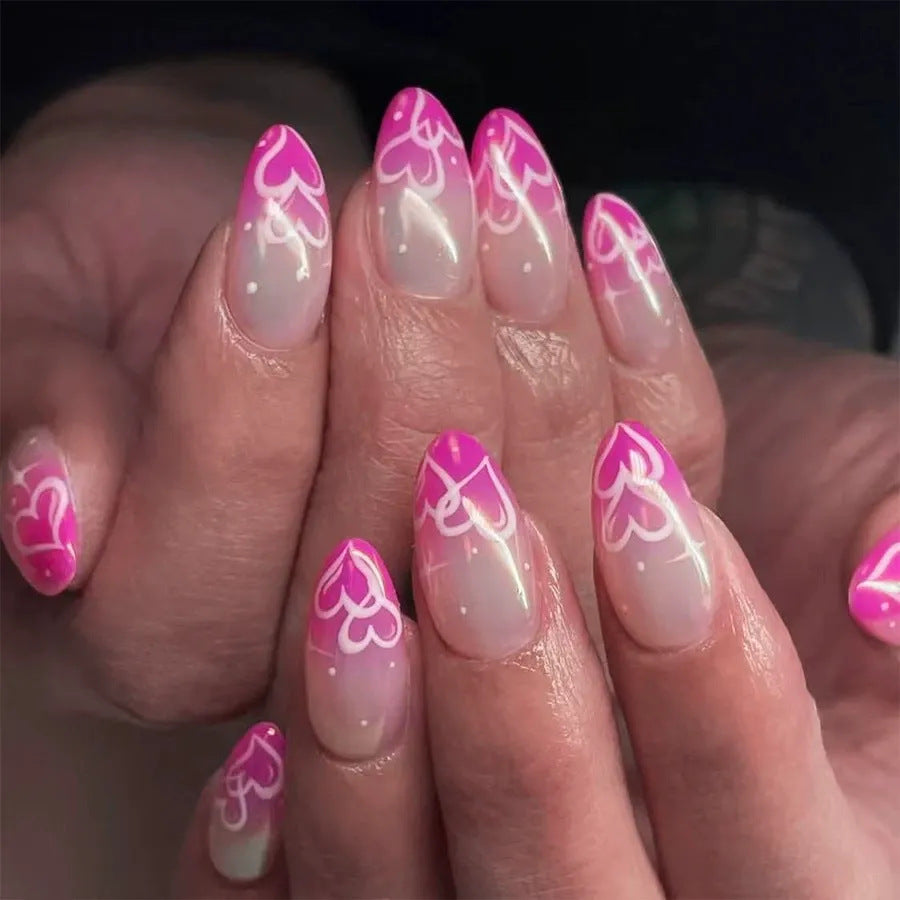 Herz-verzierte Mandel-Nagelkunst-Set Brehn