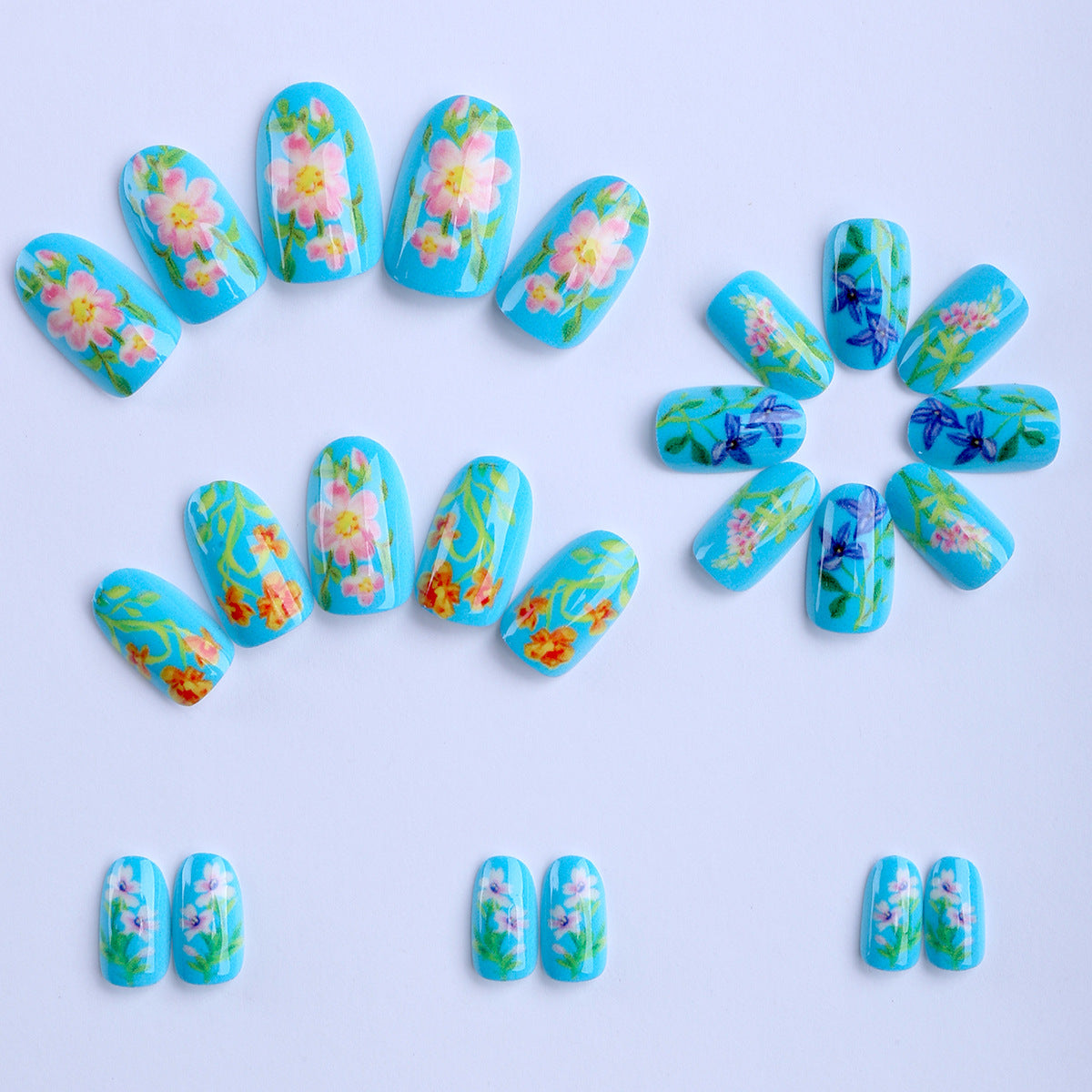 Kunstfingernägel mit Floralem Handdesign Brehn