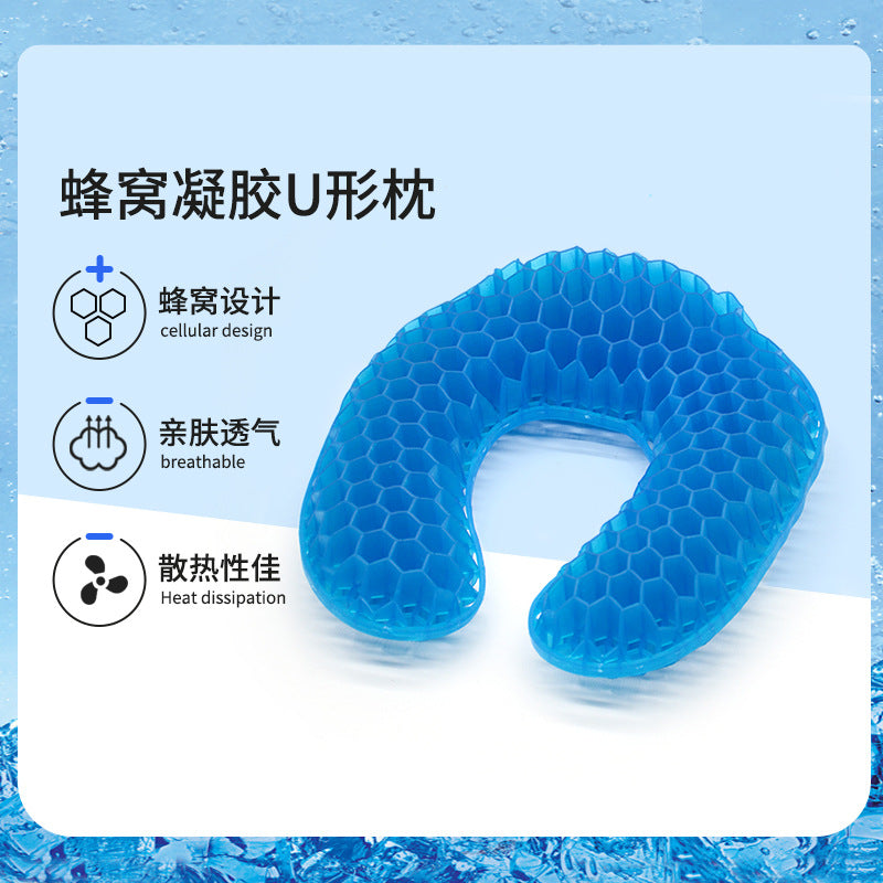 Unisex nan ergonomisches U-förmiges Gel-Nackenkissen mit Wabenstruktur Brehn