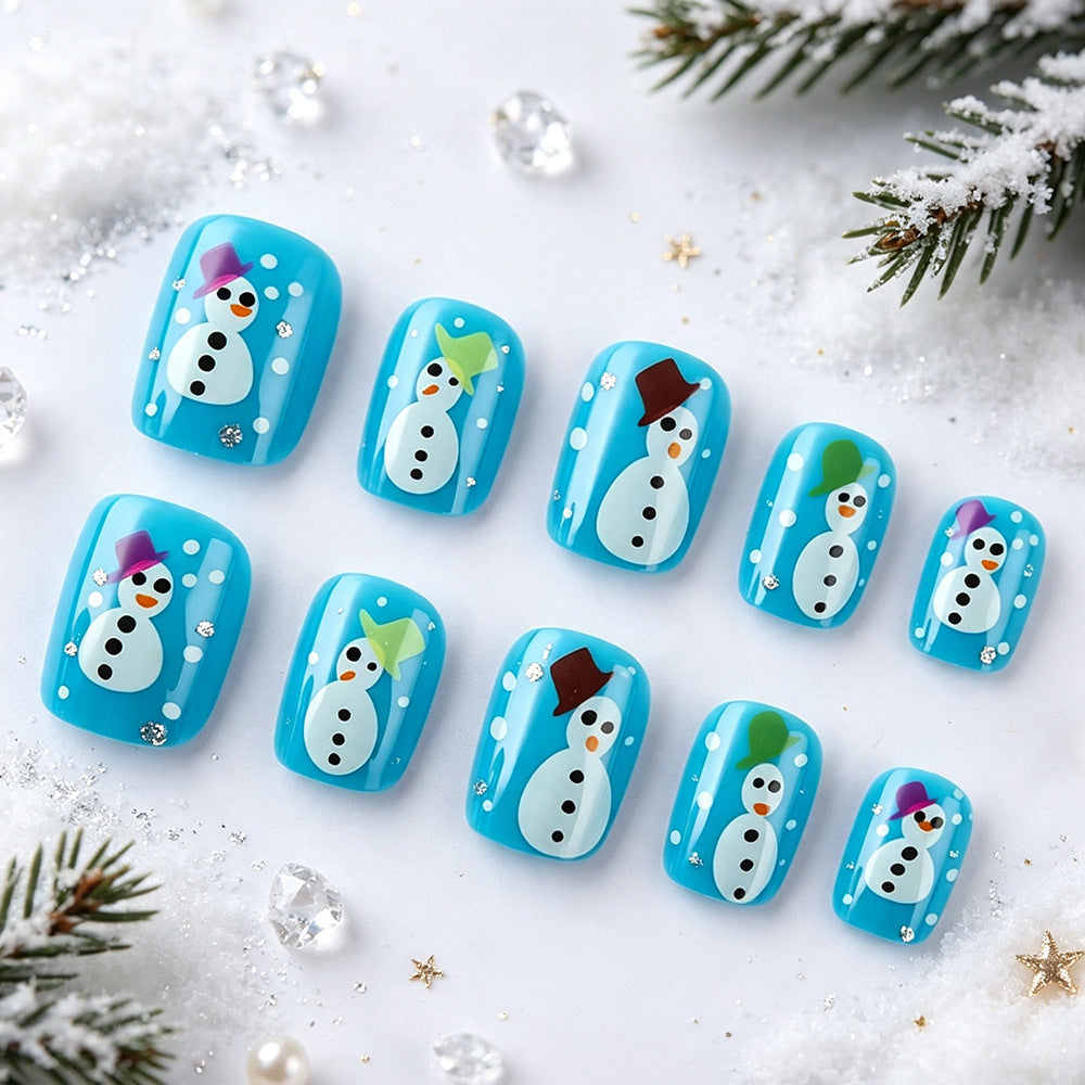Saisonale Schneemann Press-On Nagelkunst Brehn