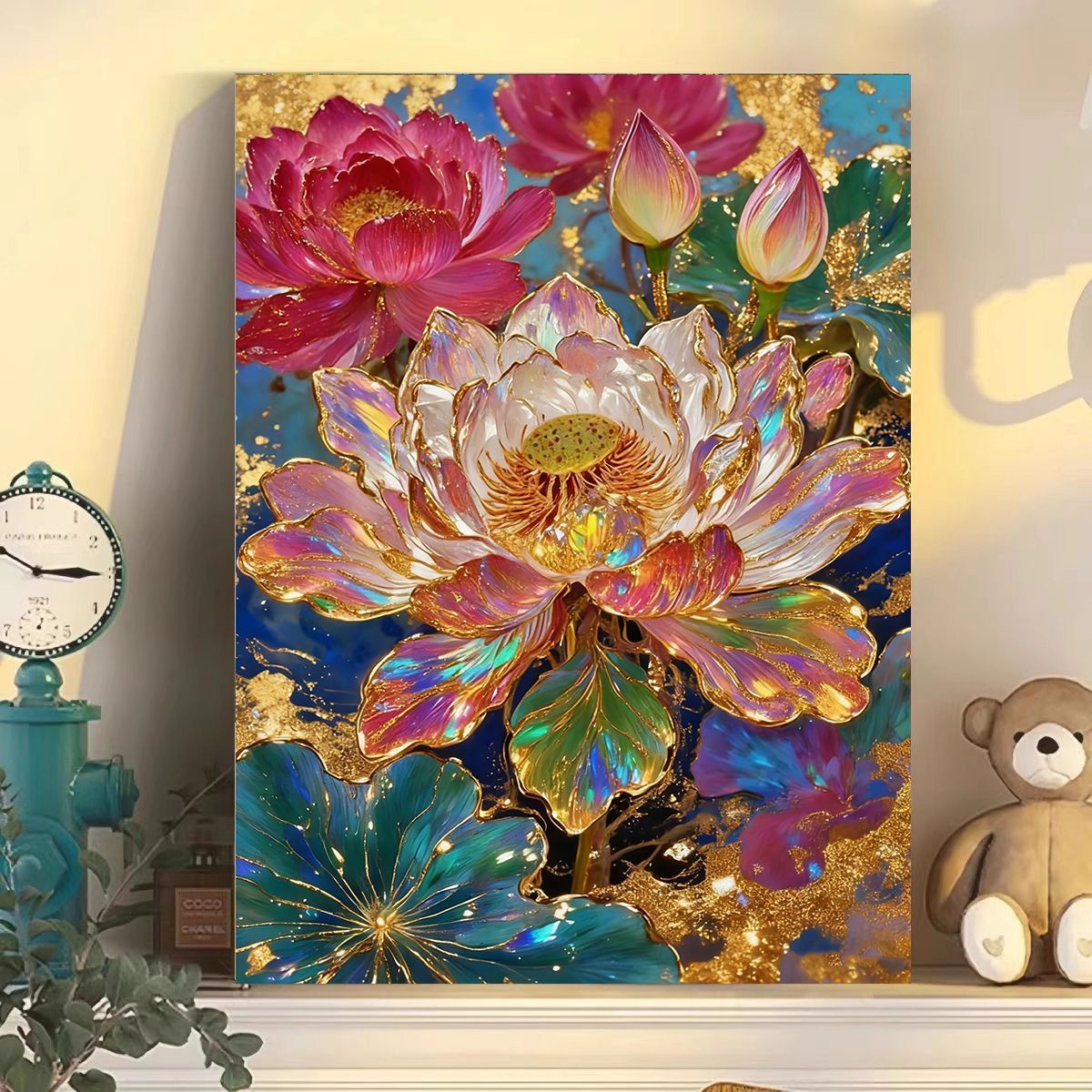 Luxuriöse florale abstrakte Leinwand Wandkunst Brehn