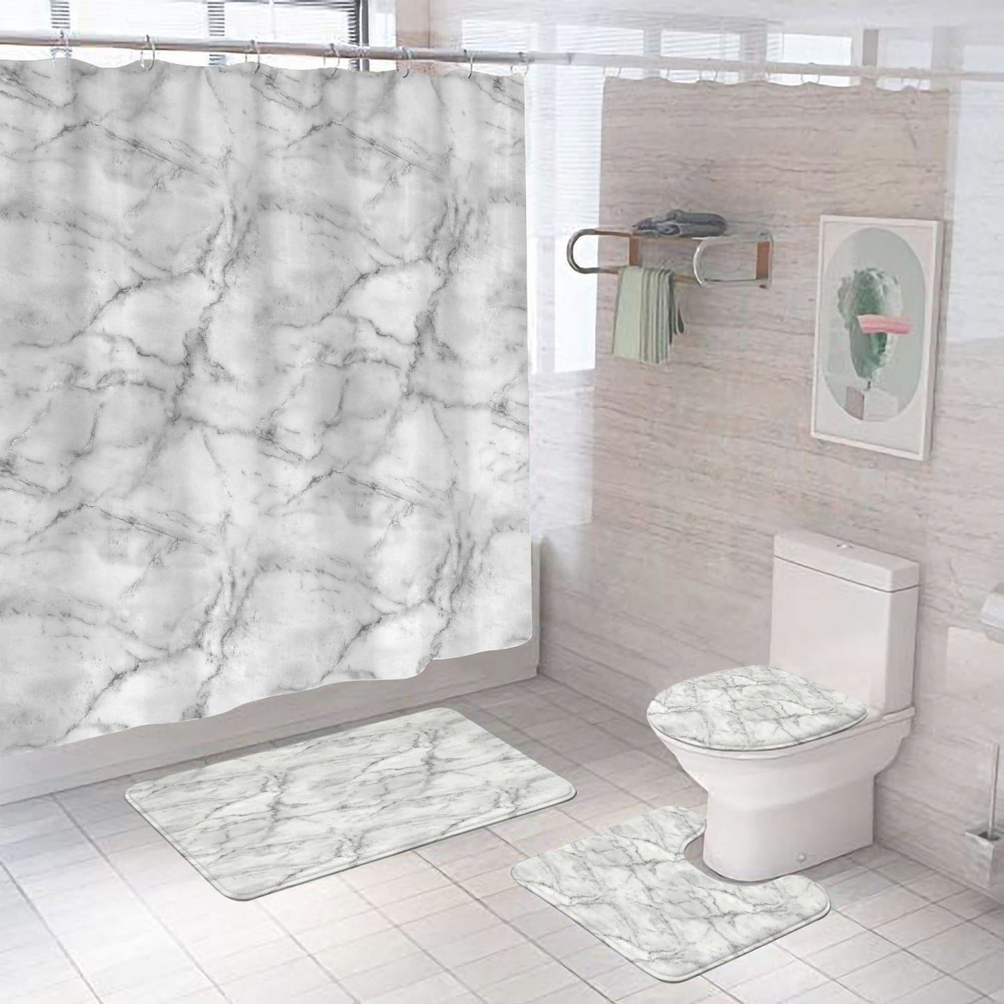 Elegantes Marmor-Muster Badezimmermatten-Set Brehn