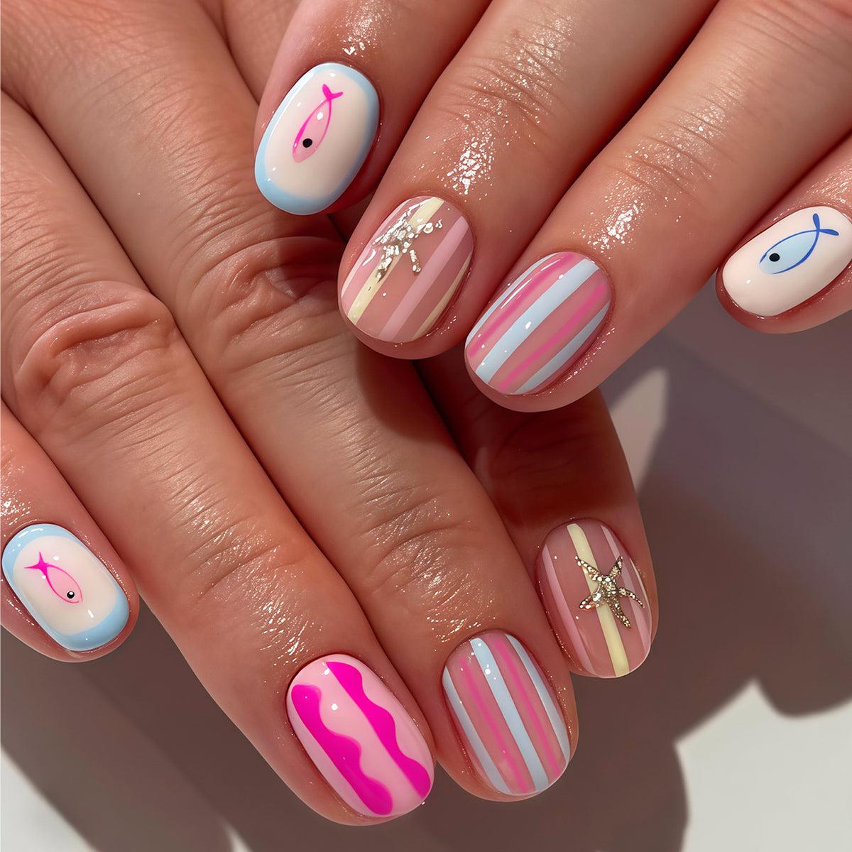 Maritimen Themen Press-On Nagelkunst Brehn
