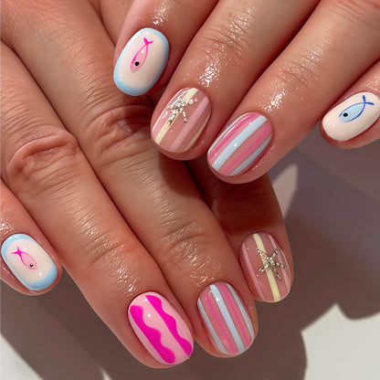 Maritimen Themen Press-On Nagelkunst Brehn