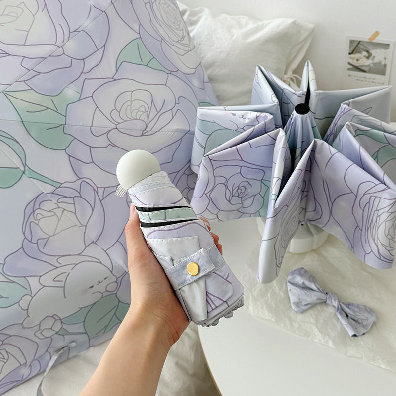 Damen Faltbarer Regenschirm mit floralem Minimalismus Brehn