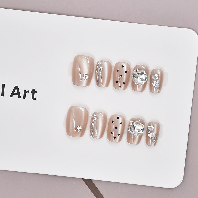 Premium Kristall-dekorierte Press-On NagelSet Brehn