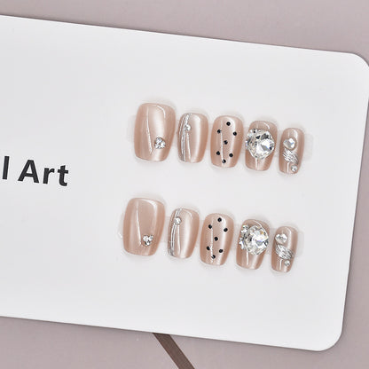 Premium Kristall-dekorierte Press-On NagelSet Brehn
