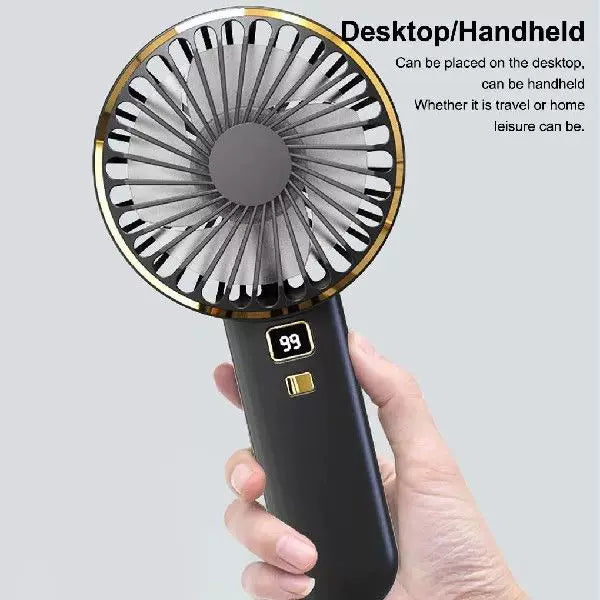 Unisex Einheitsgröße kompakt wiederaufladbarer tragbarer Ventilator mit digitaler Batteriestandsanzeige und Ladestation Brehn