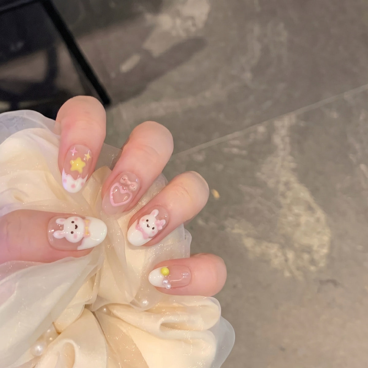 Verspieltes Cartoon-Charakter-Nagelkunst-Set Brehn