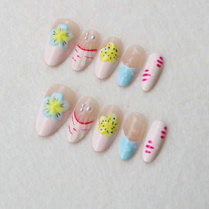 Blumenschmuck Press-On Nagelkunst Set