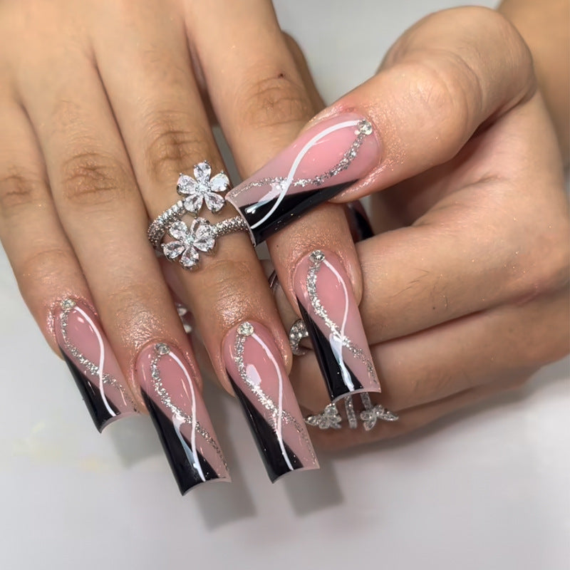 Glamouröse Glitzer-Stiletto Press-On Nägel Brehn