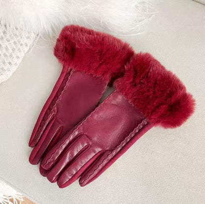Luxuriöse Kunstpelz-Bündchen-Lederhandschuhe Brehn