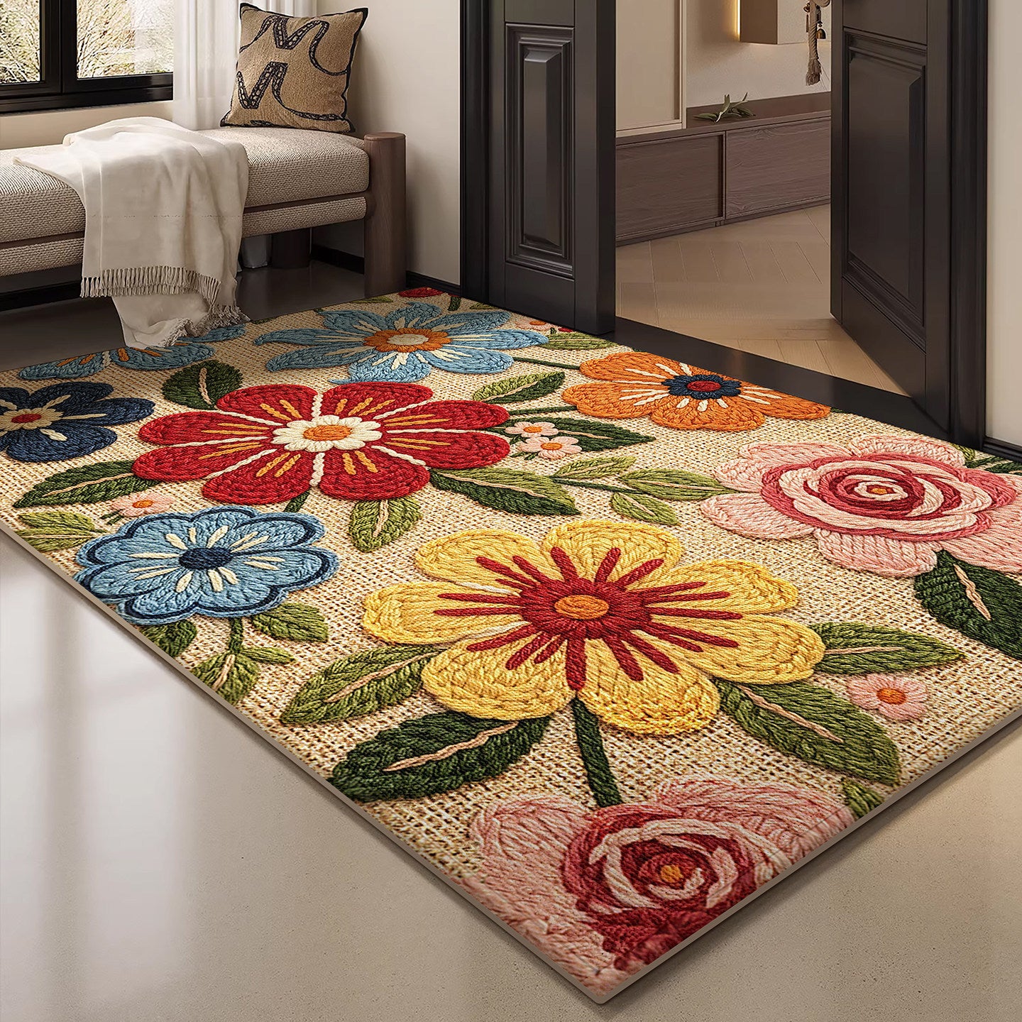 Floral gestickter Bereich Teppich