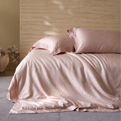 Luxus Jacquard Blattmuster Sateen Bettwäsche-Set mit verdezippertem Reißverschluss
