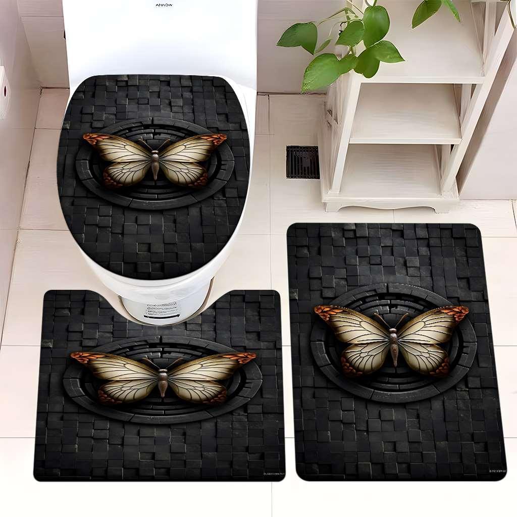 Dekorative Stein und Schmetterling Badezimmermatte Set Brehn
