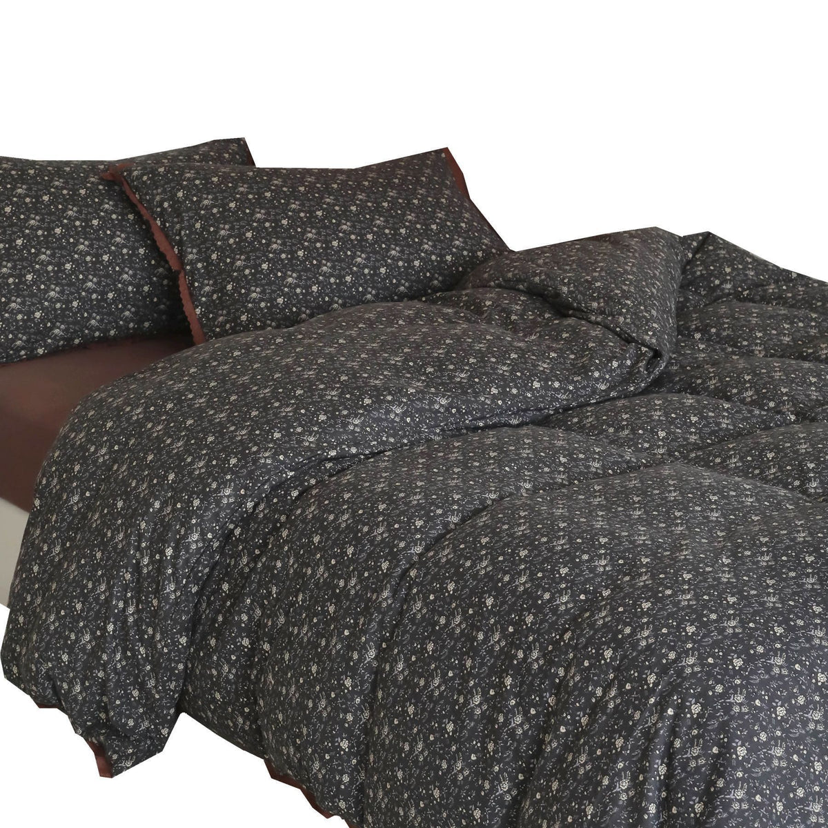Bettwäsche-Set aus Baumwolle mit Vintage-Blumenmuster und gehäkelter Kante
