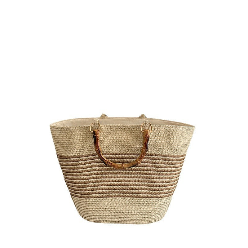 Stilvolle Basttasche mit Hochwertigem Holzgriff Brehn