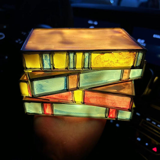 Buntglas Buchstapel Tischlampe Brehn