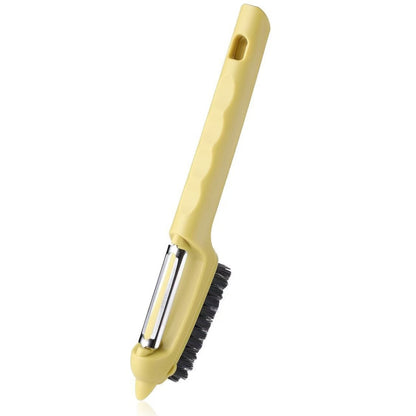 Multi-Function Y-Shaped Vegetable Peeler with Integrated Brush and Stem Remover