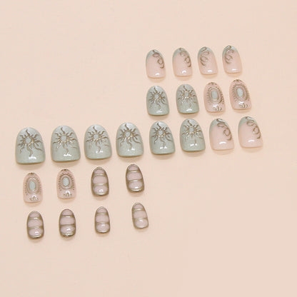 Künstlerische, sonnengeschmückte Press-On-Nageltips Brehn